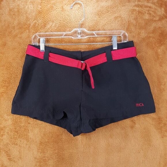 BECCA Black Swim Coverup Shorts with Pink Belt - Picture 1 of 8